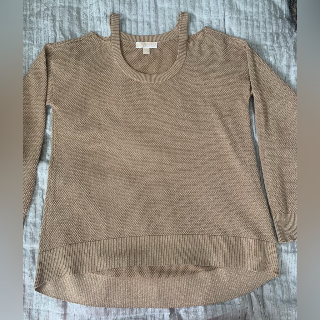 Michael Kors Sweater Sz L With Gold Metallic Specs